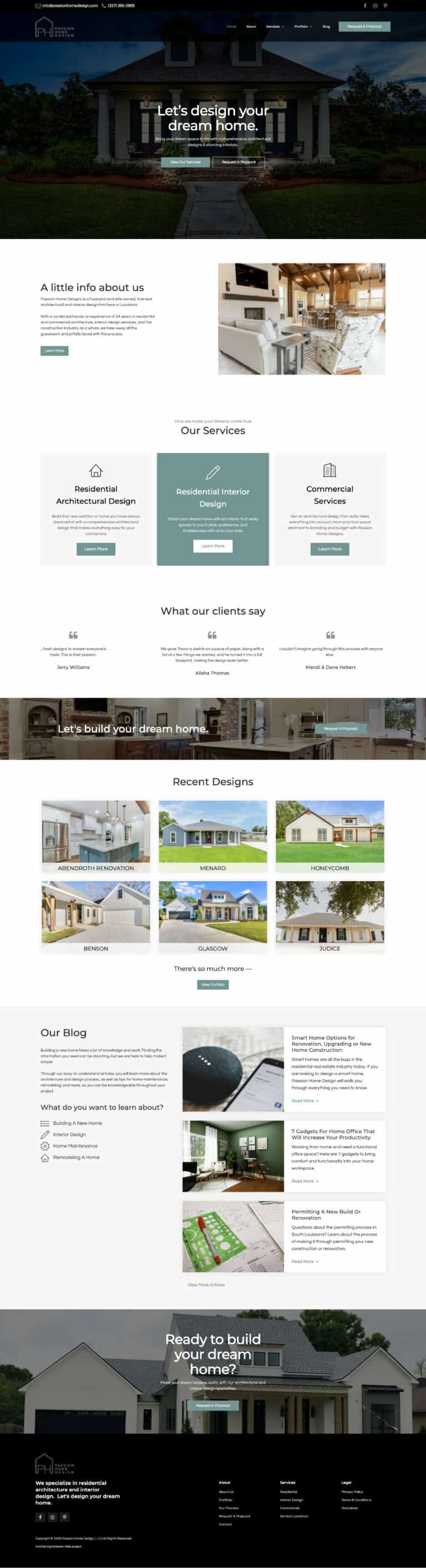 Screenshot of Passion Home Design website.